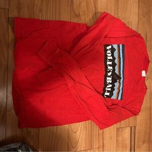 Red Volleyball Graphic Long Sleeve Shirt